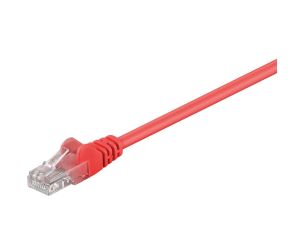CAT 5e Kabel łączący, U/UTP, Czerwony - Długość kabla 0.5 m