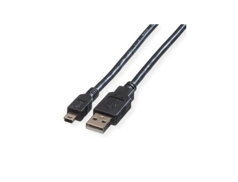 Kabel ROLINE USB 2.0, typ A - 5-stykowy mini, czarny, 3 m
