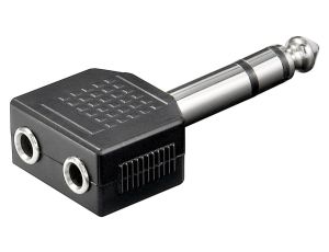 Adapter do słuchawek ze złączem jack AUX, 6,35 mm na 2 x 3,5 mm