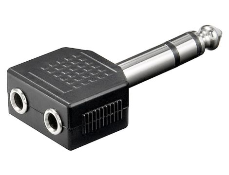 Adapter do słuchawek ze złączem jack AUX, 6,35 mm na 2 x 3,5 mm