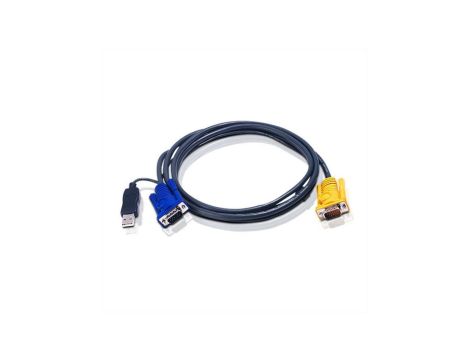 ATEN 2L-5203UP Kabel KVM VGA USB (z wbudowanym konwerterem PS/2 USB), czarny, 3 m