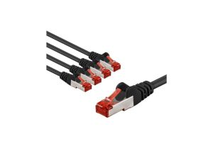 CAT 6 kabel krosowy, S/FTP (PiMF), 1 m, czarny, zestaw 5 - Długość kabla 1 m