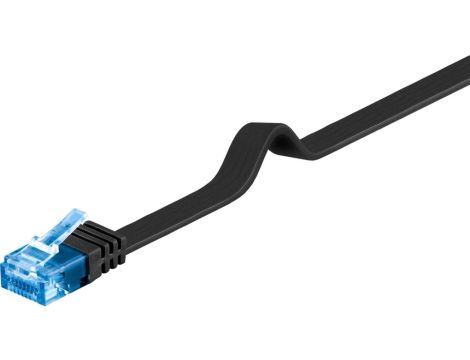CAT 6A Płaska Kabel połączeniowy,U/UTP, Czarny - Długość kabla 0.5 m