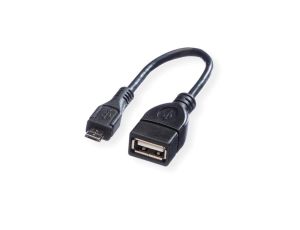 VALUE USB 2.0 Kabel, USB A żeński - Micro USB B męski, OTG, 0,15 m