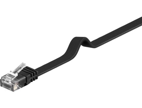 CAT 6Płaska Kabel połączeniowy,U/UTP, czarny - Długość kabla 0.5 m