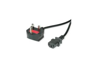 Kabel zasilający VALUE UK, prosty IEC-żeński, 10A, czarny, 3 m