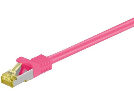 RJ45 patchkabel, CAT 6A S/FTP (PiMF), 500 MHz z CAT 7 kable surowym, Purpurowy - Długość kabla 2 m