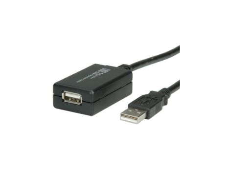 Przedłużacz VALUE USB 2.0 z aktywnym repeaterem, czarny, 12 m