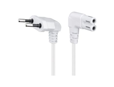Kabel przyłączeniowy z wtyczką Euro, obustronnie kątowy, 2 m, biały - Długość kabla 2 m