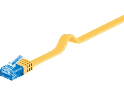 CAT 6A Płaska Kabel połączeniowy,U/UTP, Żółty - Długość kabla 1 m