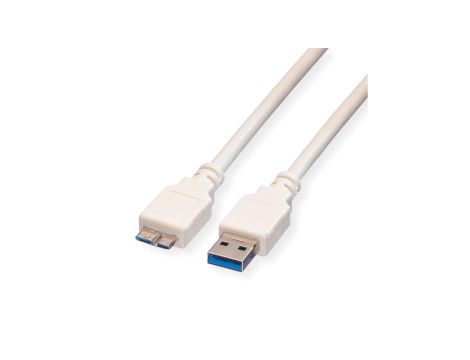 Kabel VALUE USB 3.2 Gen 1, typ, A M - Micro B M, biały, 0,8 m