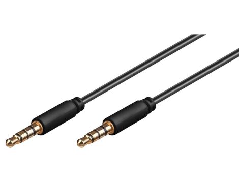 Kabel łączący audio AUX, 3,5 mm stereo 4-pinowy, cienki, CU - Długość kabla 1.5 m