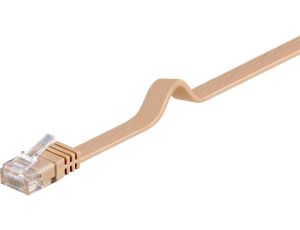 CAT 6Płaska Kabel połączeniowy,U/UTP, Jasnobrązowy - Długość kabla 15 m
