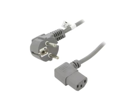 SN325-3/07/2GY Kabel CEE 7/7 (E/F) wtyk kątowy, IEC C13 żeński 90 PVC 2m