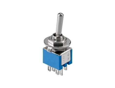 Przełącznik krzyżakowy miniaturowy, 2x UM, 6 pinów, obudowa niebieska
