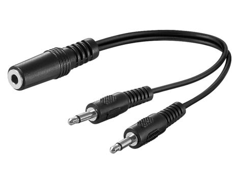 Kabel adaptera audio typu Y 3,5 mm, 1 x gniazdo stereo na 2 x wtyk mono - Długość kabla 0.2 m