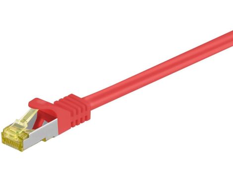 RJ45 patchkabel, CAT 6A S/FTP (PiMF), 500 MHz z CAT 7 kable surowym, Czerwony - Długość kabla 7.5 m