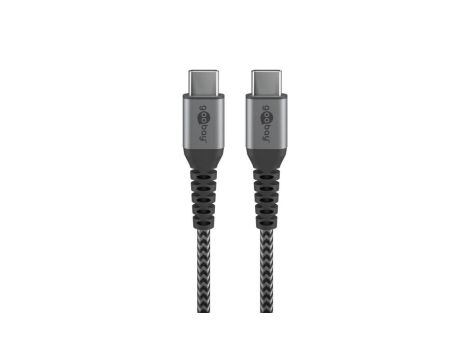 Kabel tekstylny USB-C™ na USB-C ™ z metalowymi wtyczkami ( szary / srebrny) 0,5 m - Długość kabla 0.5 m