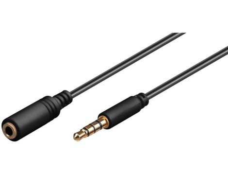 Przedłużacz do słuchawek i audio AUX, 4-pinowy 3,5 mm cienki, CU - Długość kabla 1 m
