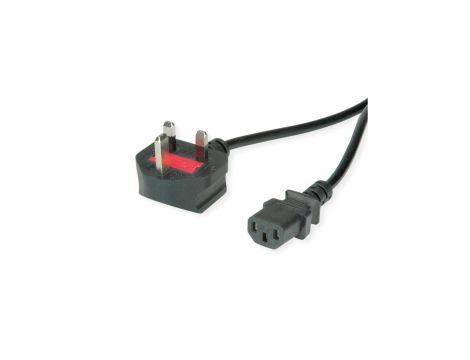 Kabel zasilający VALUE UK, prosty IEC-żeński, 10A, czarny, 1,95 m