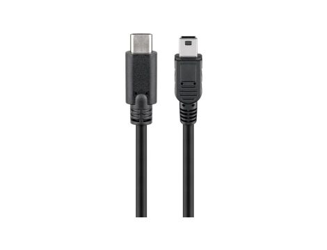 Kabel USB 2.0 USB-C™ na Mini-B 2.0, czarny - Długość kabla 0.5 m