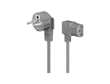 Obustronnie kątowy przewód przyłączeniowy zimnego urządzenia, 2 m, szary - Długość kabla 2 m