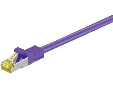 RJ45 patchkabel, CAT 6A S/FTP (PiMF), 500 MHz z CAT 7 kable surowym, Fioletowy - Długość kabla 1.5 m