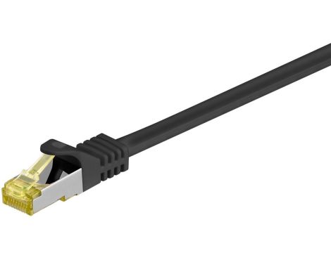 RJ45 patchkabel, CAT 6A S/FTP (PiMF), 500 MHz z CAT 7 kable surowym, czarny - Długość kabla 2 m