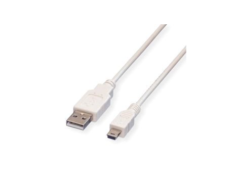 VALUE USB 2.0 Kabel , Typ A 5 Pin Mini , wit, 0,8 m