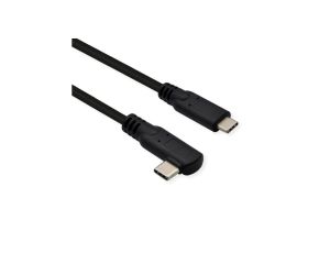 Kabel ROLINE USB 3.2 Gen 2x2, Emark, C-C, M/M, 20Gbit/s, 100W, haaks, zwart, 1 m