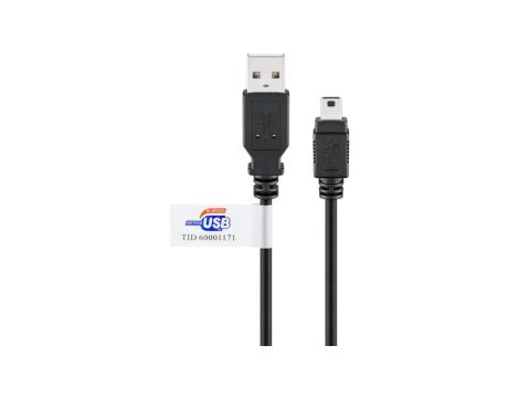 Kabel USB 2.0 Hi-Speed z certyfikatem USB, Czarny - Długość kabla 1.8 m