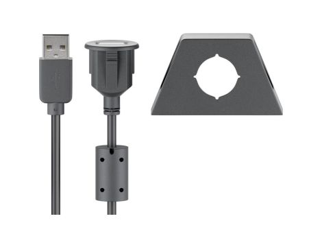 Przedłużacz USB 2.0 Hi-Speed z uchwytem montażowym, czarny - Długość kabla 2 m