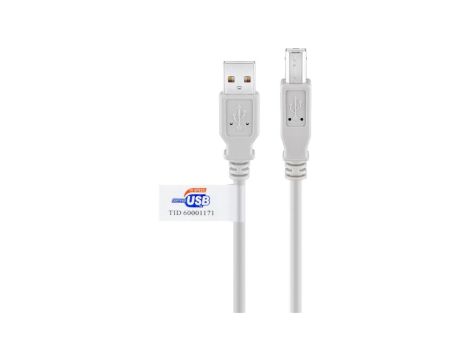 Kabel USB 2.0 Hi-Speed z certyfikatem USB, Szary - Długość kabla 5 m