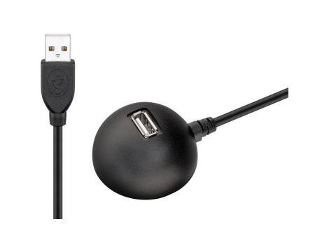 Przedłużacz USB 2.0 Hi-Speed z praktyczną nóżką, Czarny - Długość kabla 1.5 m