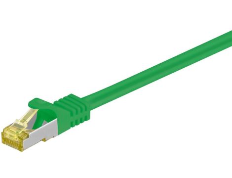 RJ45 patchkabel, CAT 6A S/FTP (PiMF), 500 MHz z CAT 7 kable surowym, Zielony - Długość kabla 3 m