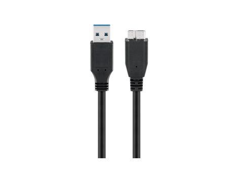 Kabel USB 3.0 Superspeed, Czarny - Długość kabla 0.5 m