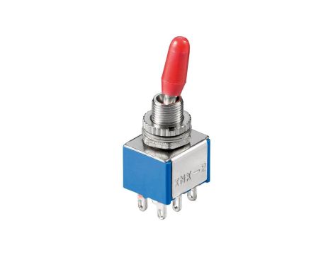 Przełącznik krzyżowy miniaturowy, 2x ON - ON, 6 pinów, niebieska obudowa