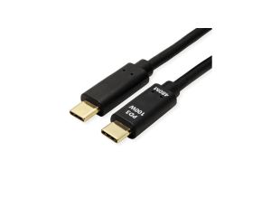 VALUE USB 2.0 Kabel, C–C, M/M, 100W, zwart, 3 m