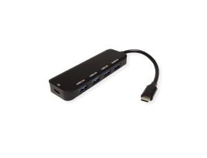 VALUE Hub USB 3.2 Gen 1, 4-portowy, kabel połączeniowy typu C, z 1 portem PD