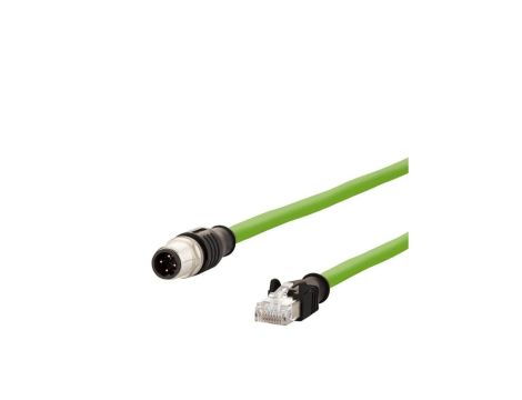 METZ CONNECT Kabel połączeniowy M12 męski-RJ45 męski, 4-biegunowy z kodem D, prosty, łańcuch nadążny, moment obrotowy, 5 m