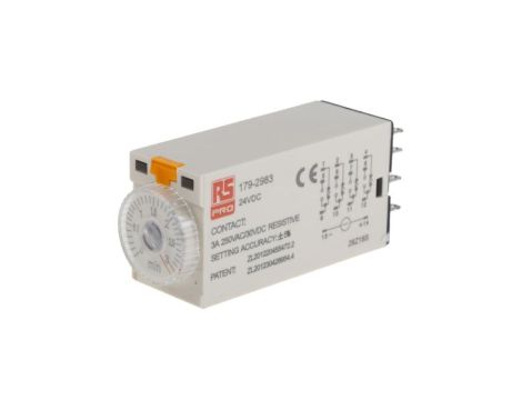 Przekaźnik czasowy zwłoczny jednofunkcyjny 0.1 → 3min 4PDT 4-stykowy 4PDT 24V dc