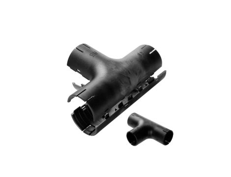 Łącznik składany trójnik LST 20 czarny do rur sztywnych (RL i RLM) oraz karbowanych (RKGL i RKGS) AKS