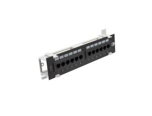 Patch panel naścienny 10 cali 1U kat.6 12p UTP czarny NEKU