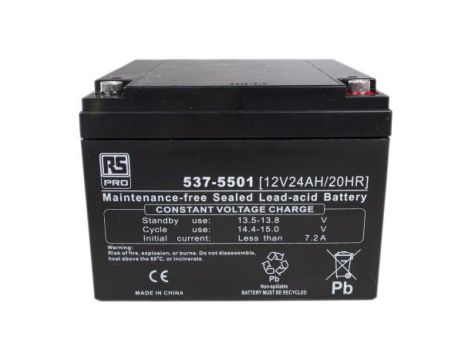 Akumulator VRLA AGM 12V 24Ah (żywotność 3-5lat) RS PRO