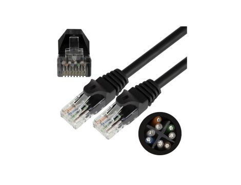 Patchcord UTP kat.6 kabel sieciowy LAN 2x RJ45 linka czarny 1m NEKU