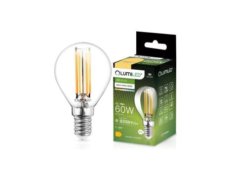 Żarówka LED E14 P45 7W = 60W 806lm 3000K Ciepła 360 Filament LUMILED