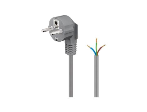 Przewód ochronny stykowy kątowy do montażu, 2 m, szary - Długość kabla 2 m