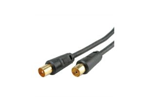 Kabel antenowy TV 100dB M/F, czarny, 5,0 m