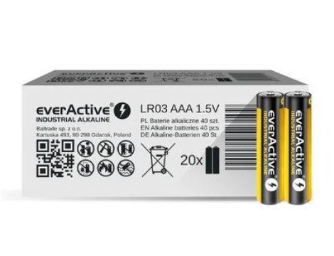 40 x baterie alkaliczne everActive Industrial LR03 / AAA (pakowane w zgrzewki shrink po 2szt.)