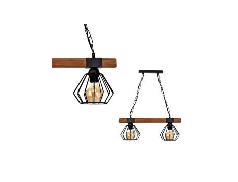 Lampa wisząca ULF BLACK / WOOD 2xE27 60W MLP6192 Milagro